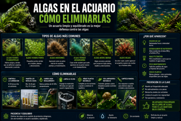 algas en el acuario