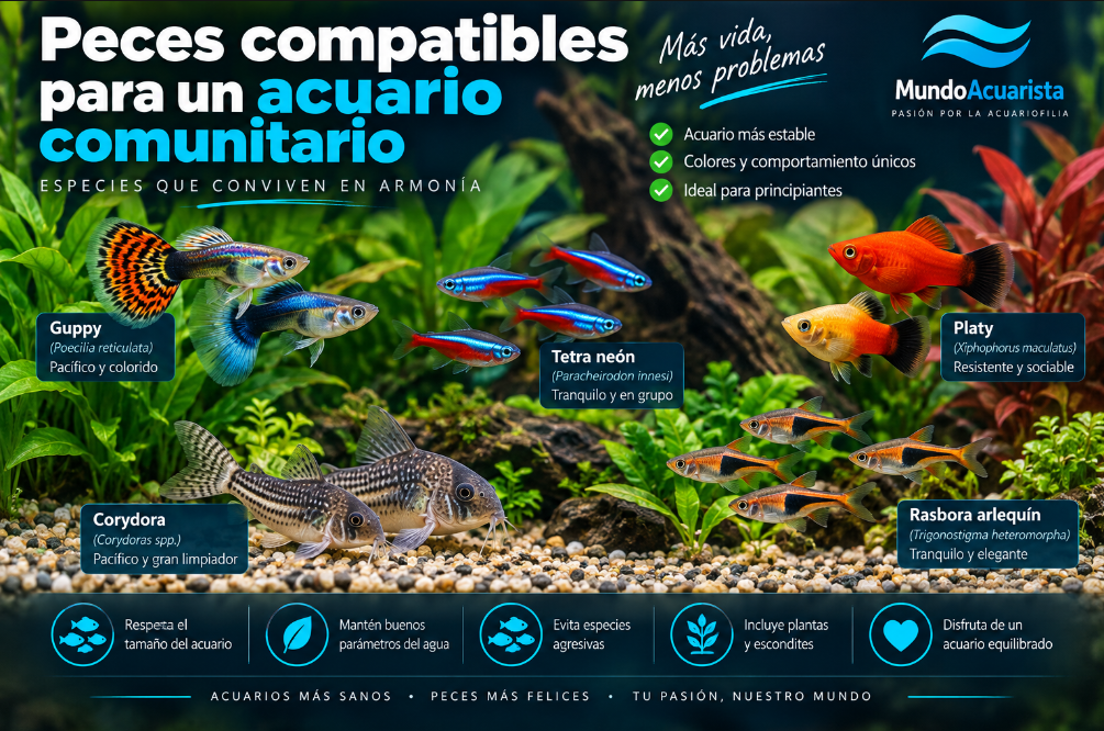 Peces compatibles para un acuario comunitario