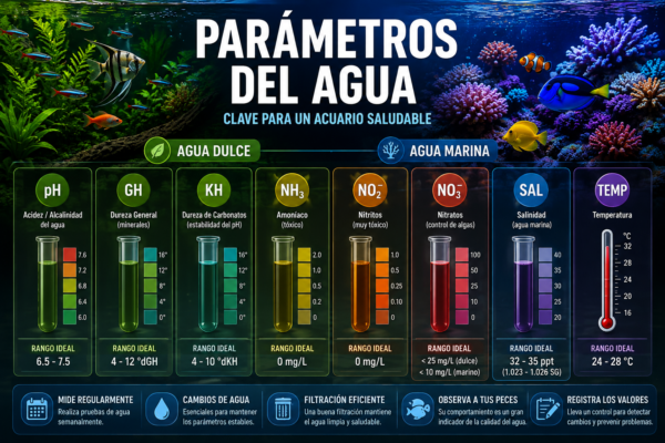 Parámetros del agua dulce: pH, GH, KH y TDS