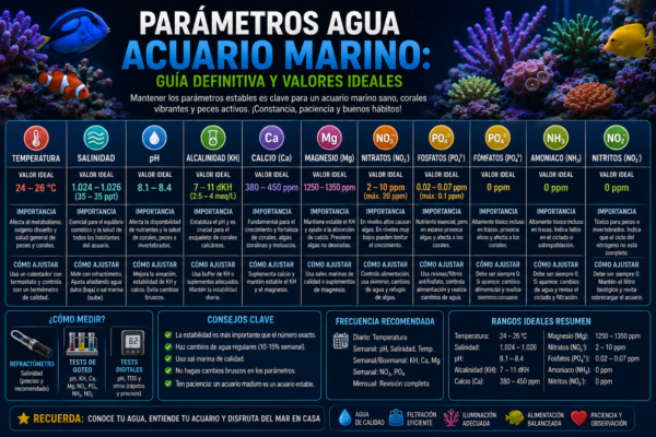 Parametros de agua ideales acuario marino